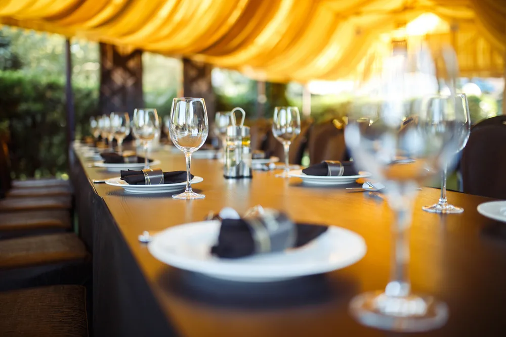 Glassware set for a long-table dinner